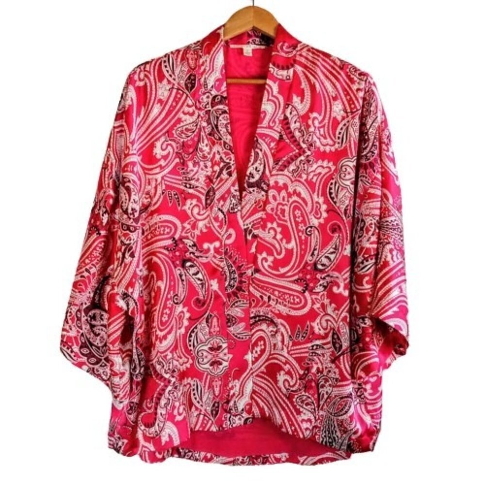 Violet & Claire Magenta Pink Paisley Kimono Jacket